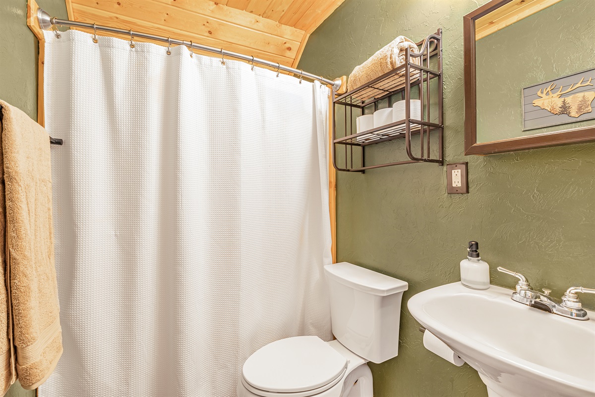 Shared full bathroom on upper level