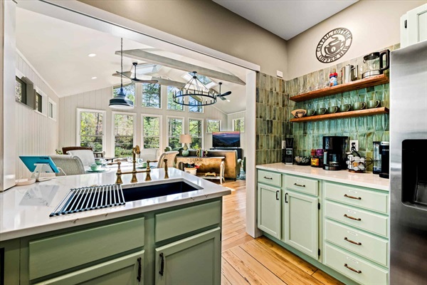 Details forged by host experience await you, such as a well stocked coffee bar.