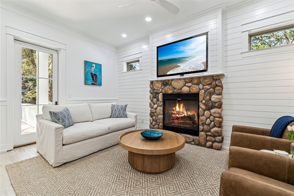 Open concept kitchen, dining room, and living room.  (Fireplace is for aesthetics at this moment.   Please do not use or touch.)