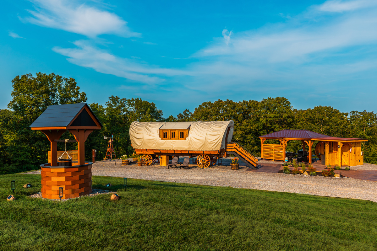 Wishing Well Wagon at Warners Paradise — a private luxury covered wagon stay made for couples.