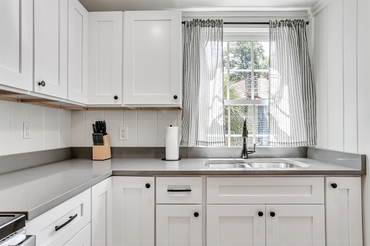 Enjoy peaceful views from the second-floor kitchen window.