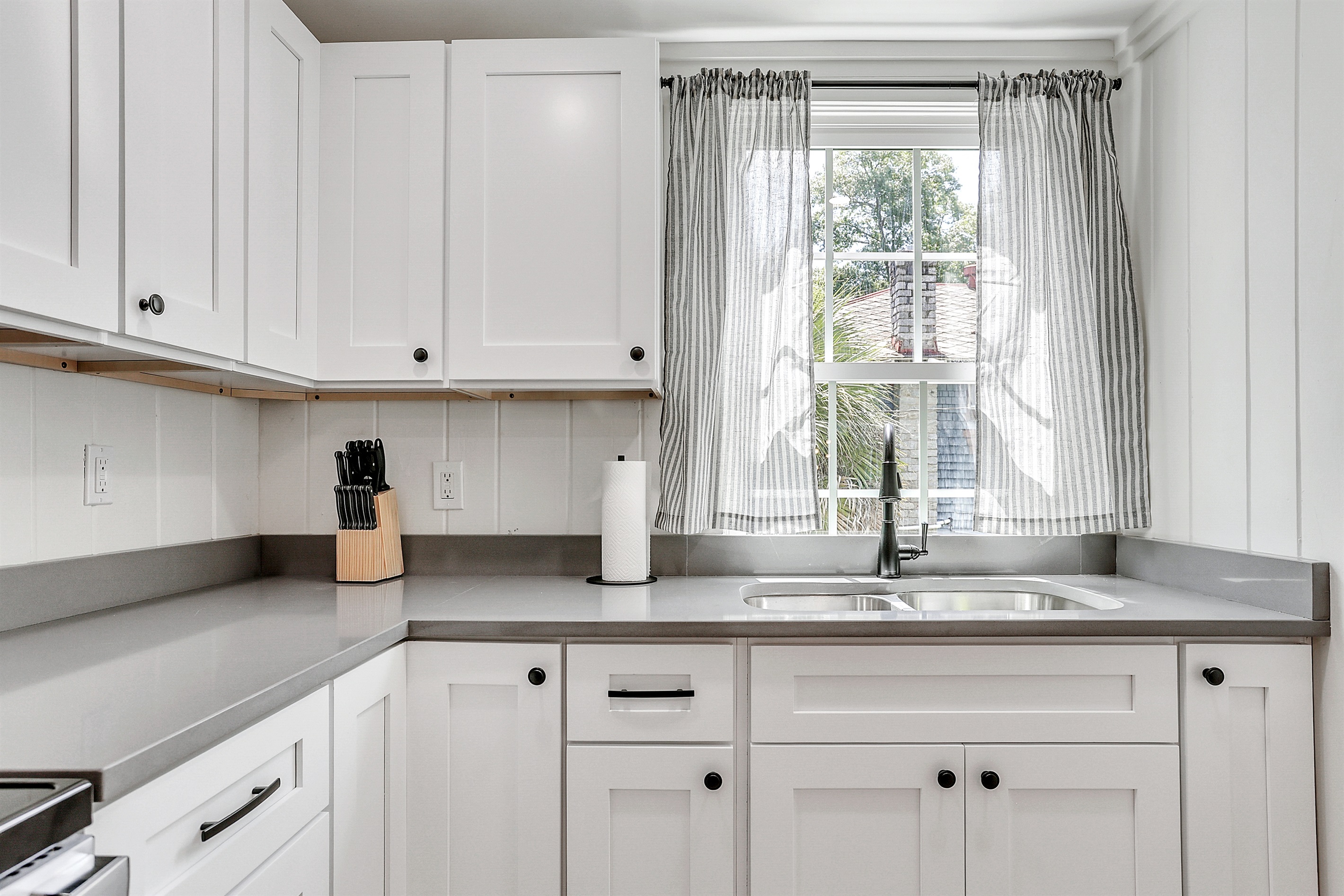Enjoy peaceful views from the second-floor kitchen window.
