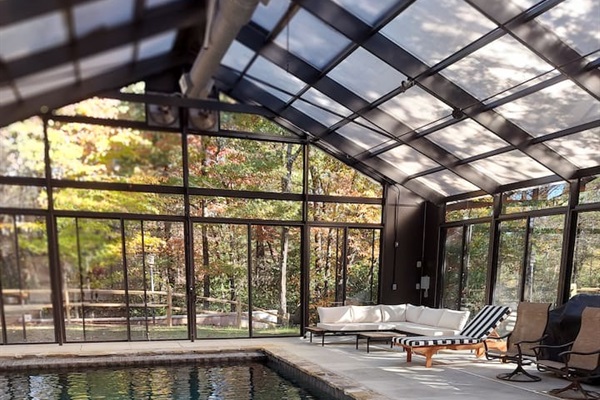 Indoor pool lounge area