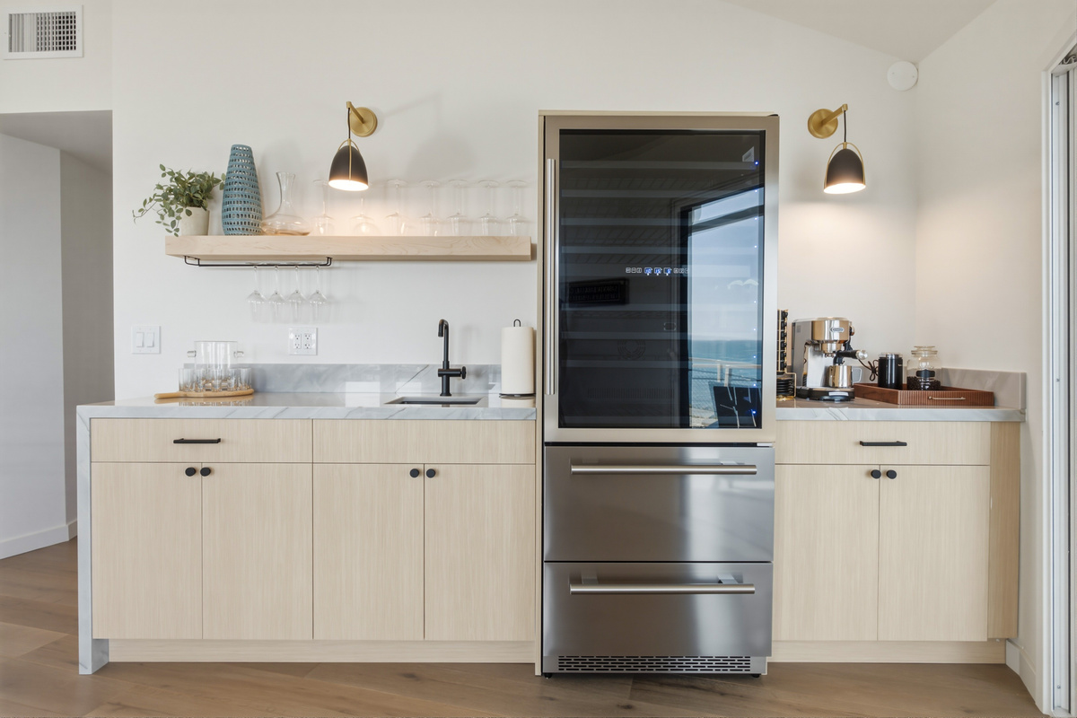 Bar with wine fridge and prep sink