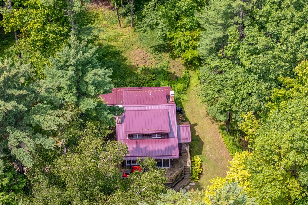 Top down ariel view of cabin.