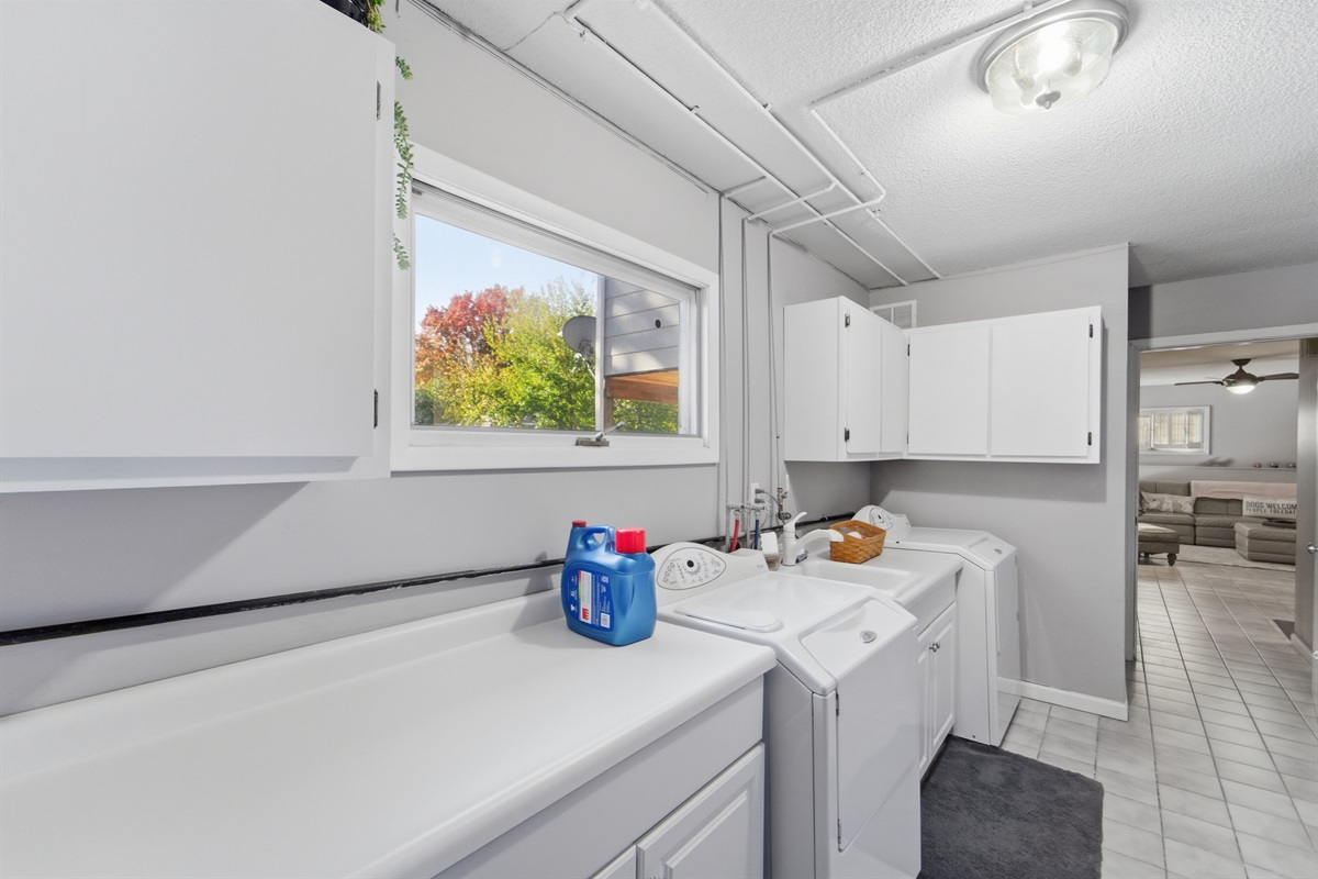 Laundry detergent and dryer sheets will be provided for guests in the basement laundry room.