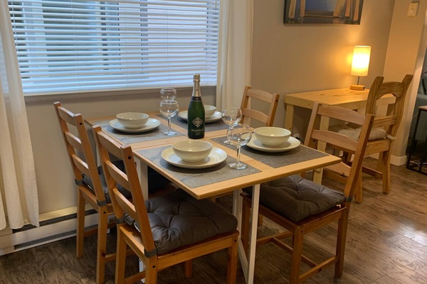 Dining table with comfortable seating for 4 people. 