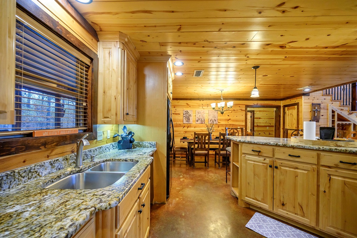 🌿 Cabin cooking with a forest backdrop