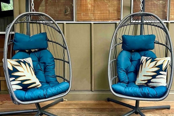 Back Deck on main floor level, overlooking the Sandy River. Access from Main Level Living Room, Master Bedroom, and King Size Guest Bedroom.