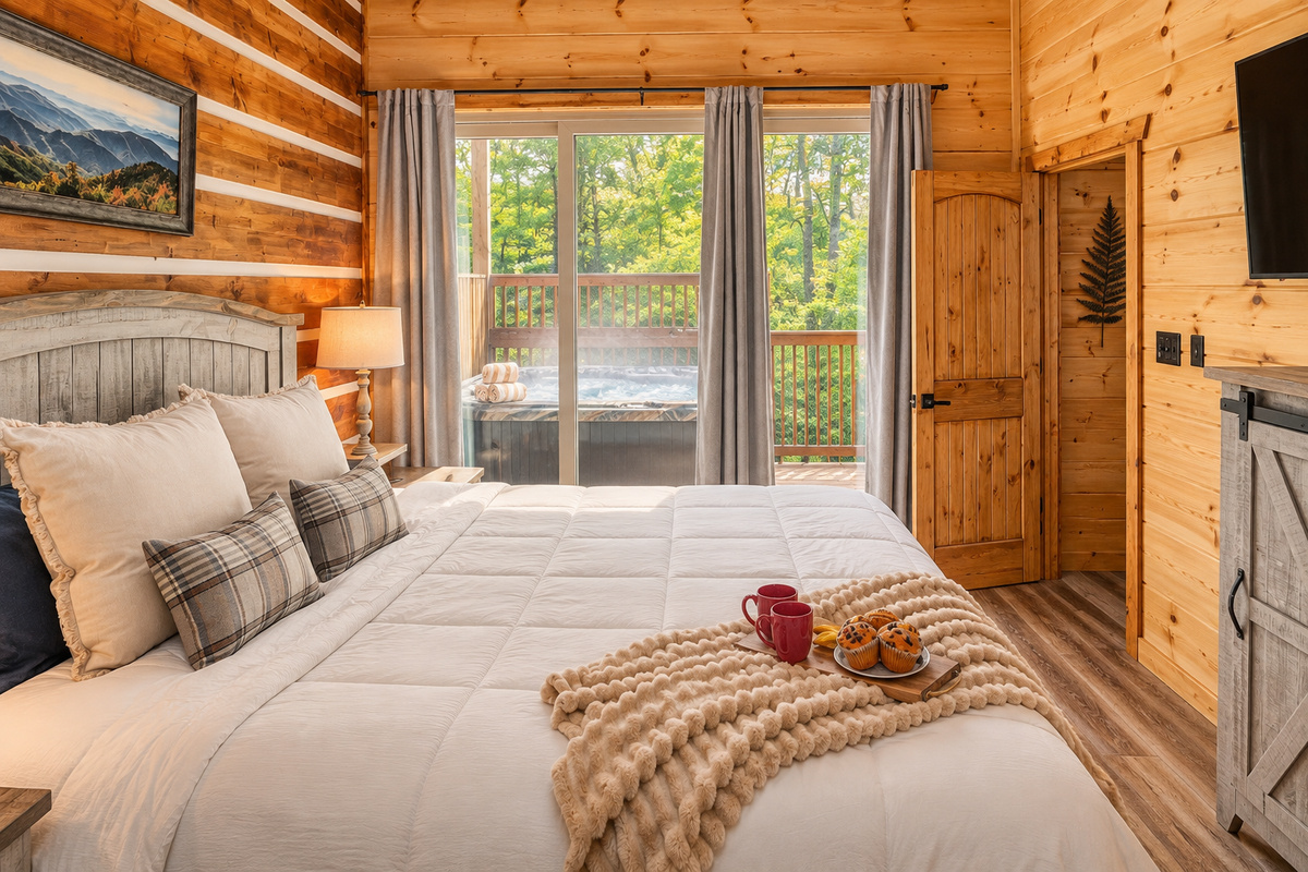 Step past the curtains and straight into a bubbling hot tub beneath the trees.