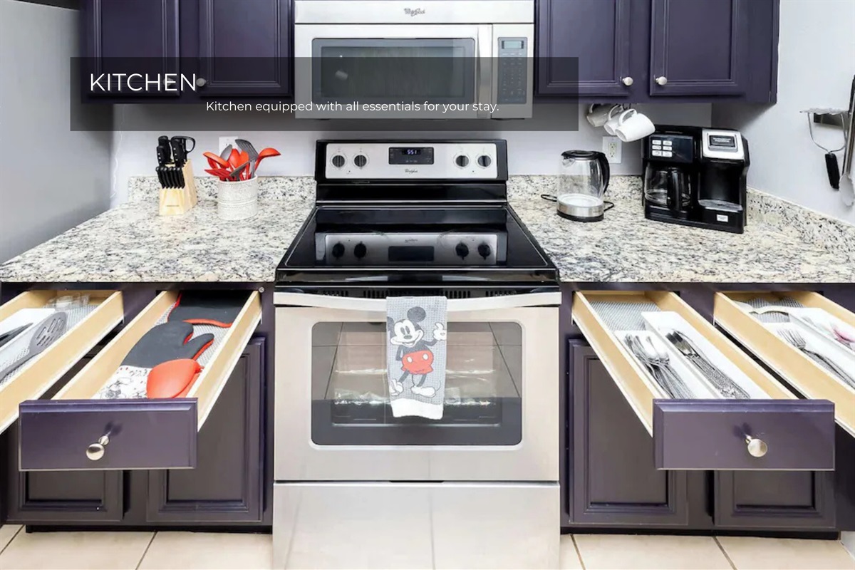 Fully equipped kitchen with everything you need to cook and create.