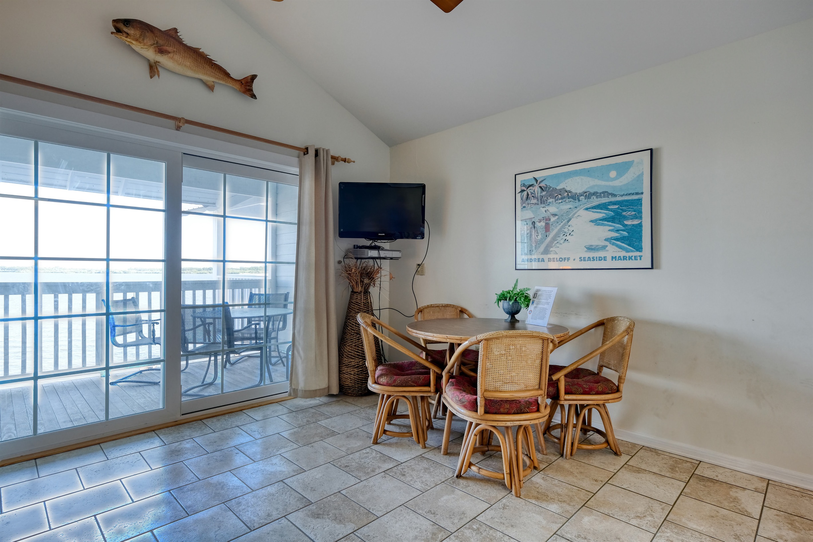 Living space has HD TV with Dish Network