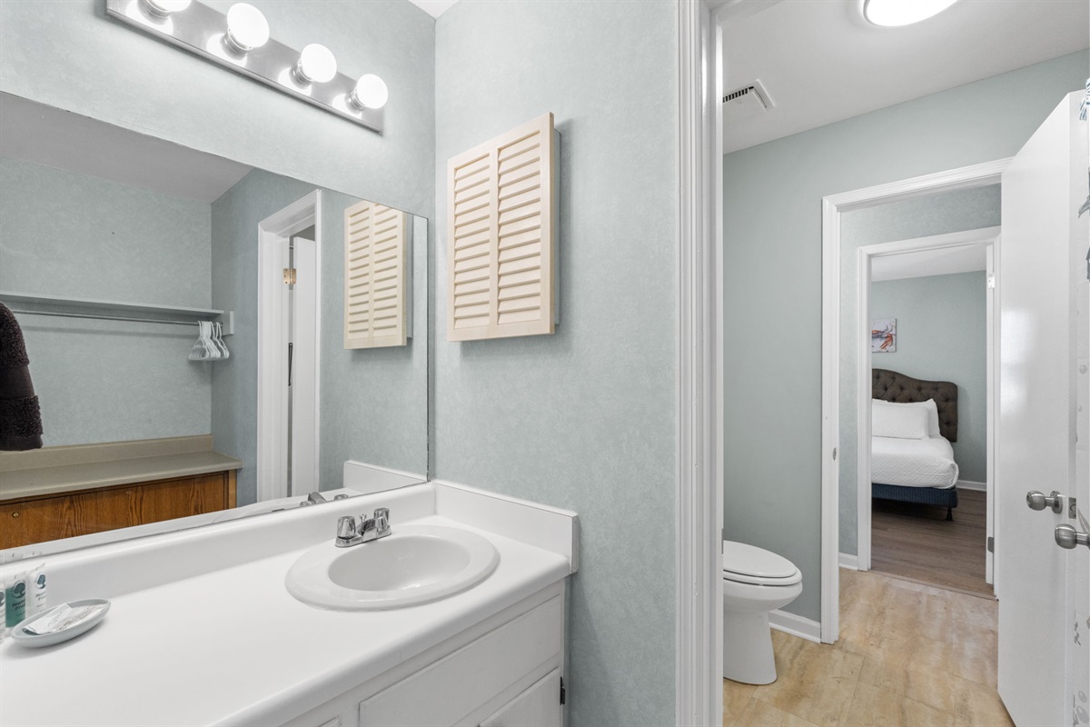 Bathroom 2 upstairs with Jack and Jill entrance and separate vanities for each bedroom