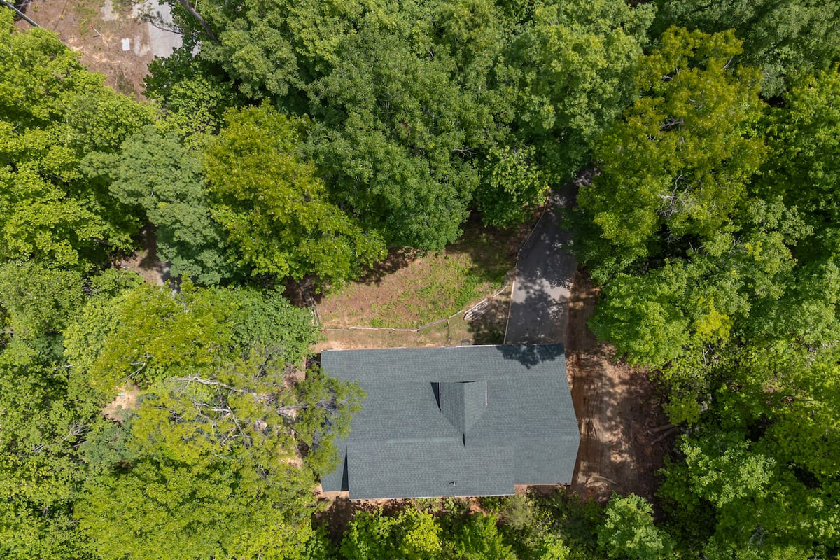 Upper drone view of the cabin