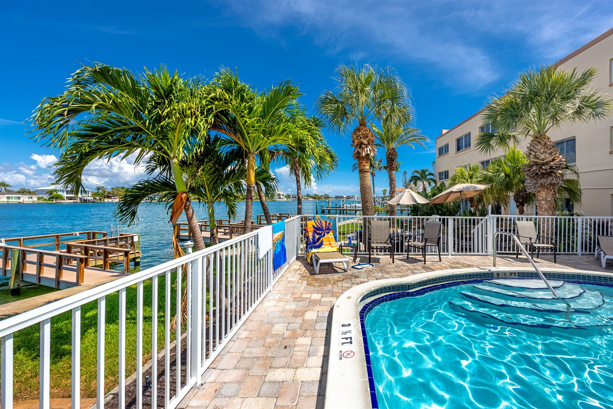 Loungers around the pool area