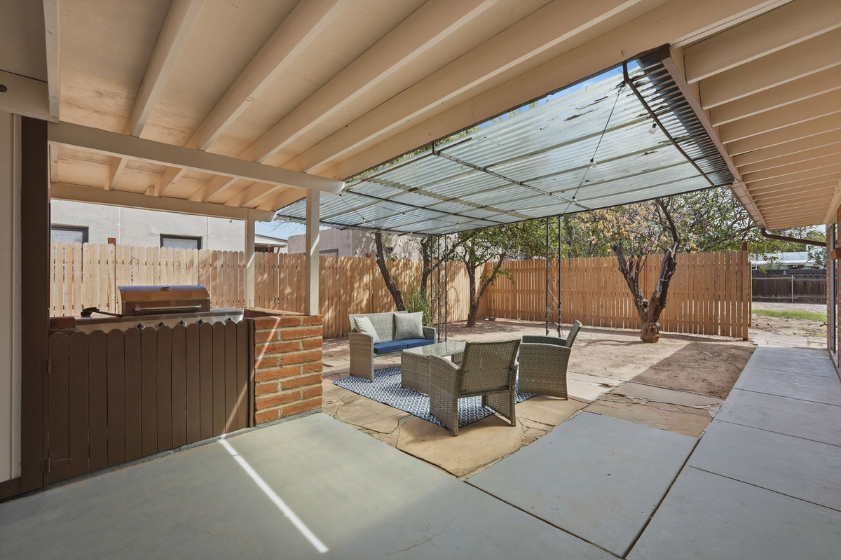 Sipping your morning coffee as the sun rises or enjoying a cold beverage after a day of hiking, this comfortable patio space is perfect.