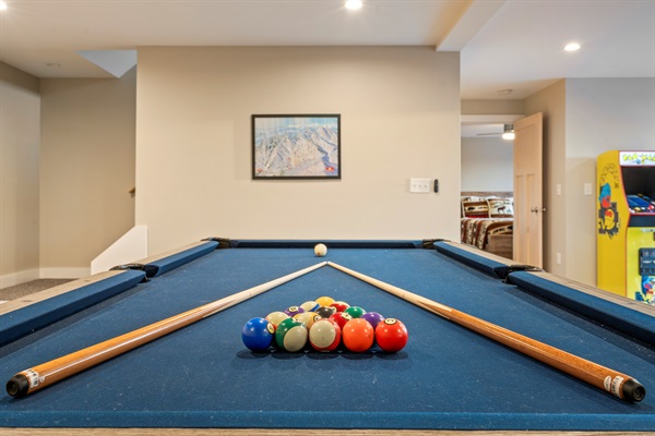 Enjoy a full-size pool table and plenty of space to unwind.