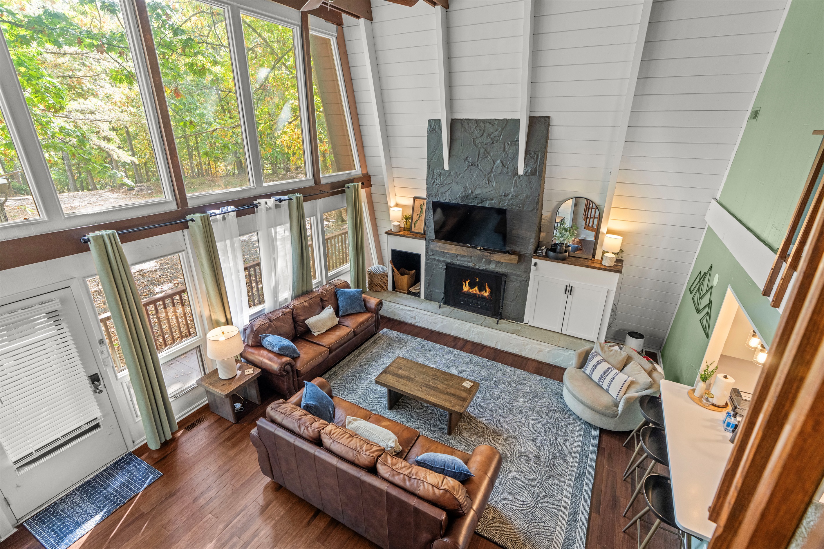 View of great room from loft area