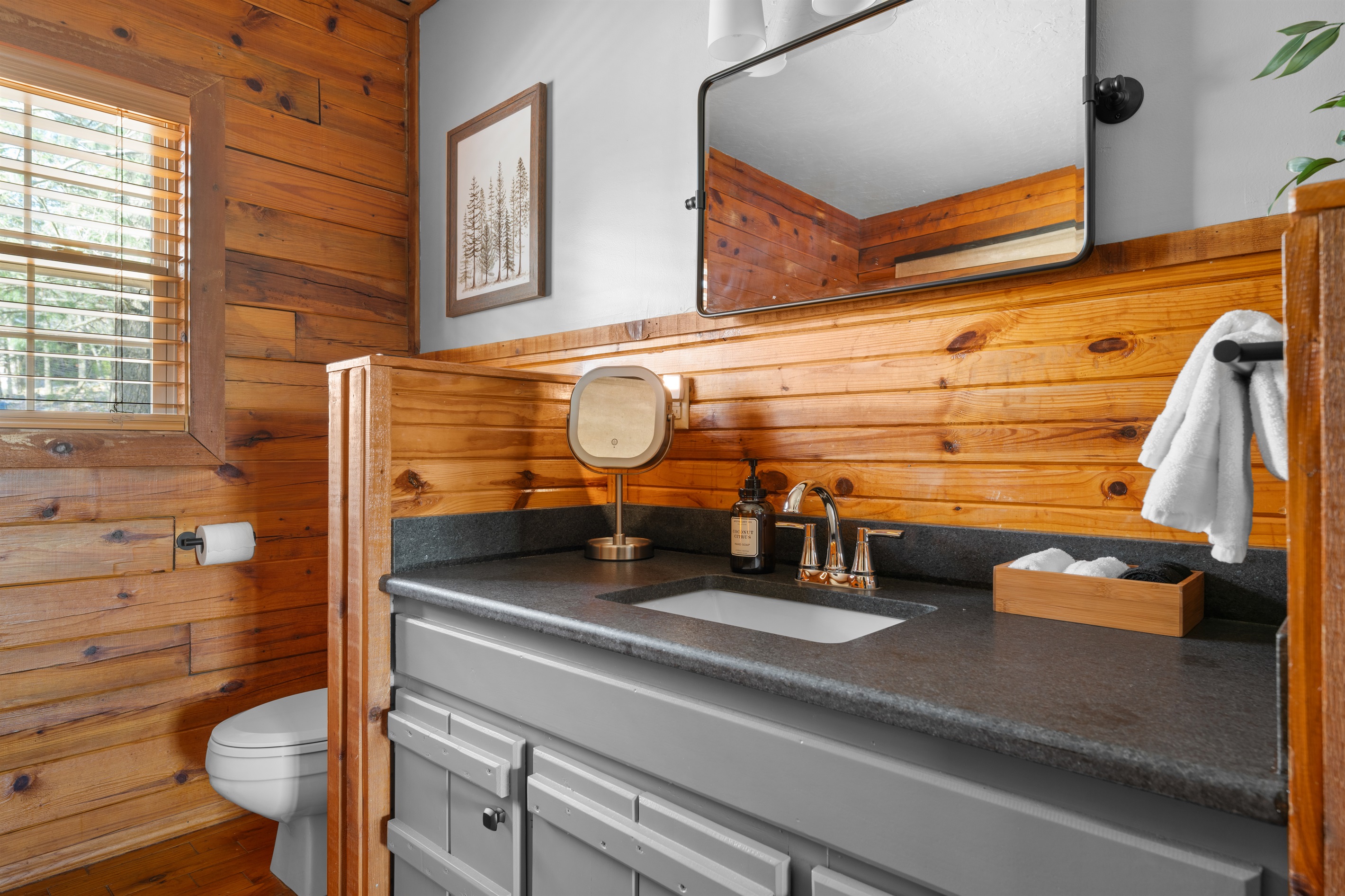 Indulge in relaxation—this newly updated bathroom feels like a personal spa