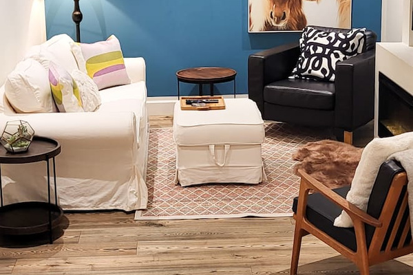 A cozy space to watch tv or listen to the stereo