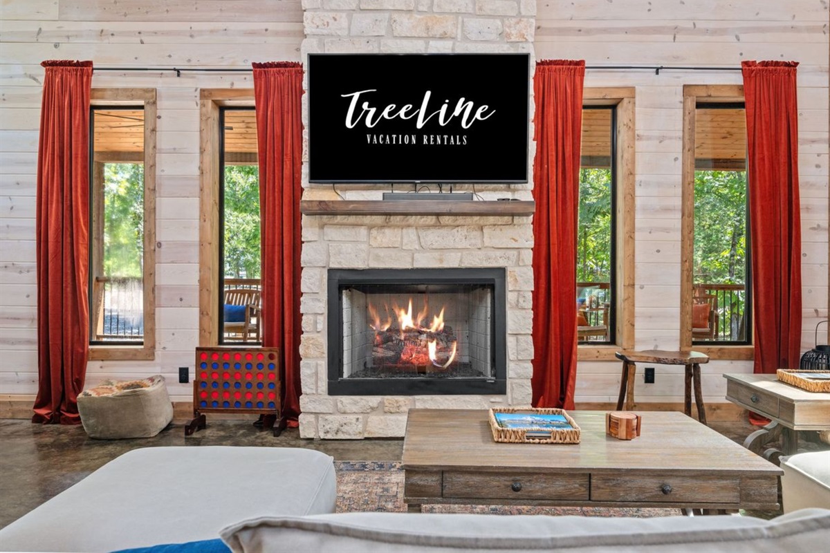 Cozy up by the indoor fireplace—ideal for movie nights or sipping hot cocoa.