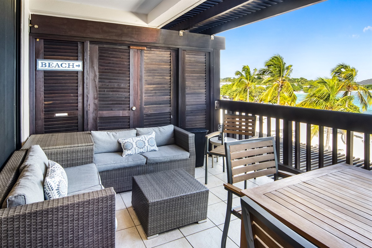 Comfortable outdoor seating area perfect for enjoying the Caribbean breeze.