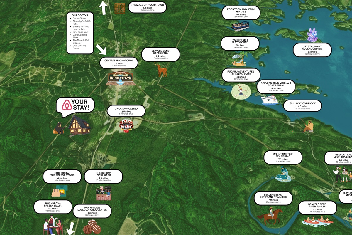 Central to everything you love about Broken Bow—nature, dining, and relaxation all nearby.