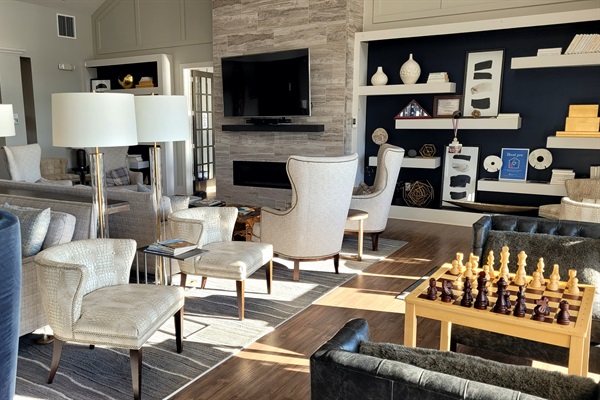 The Community gathers at the Clubhouse for weekend coffee klatches, weekday card games, and holiday gatherings.