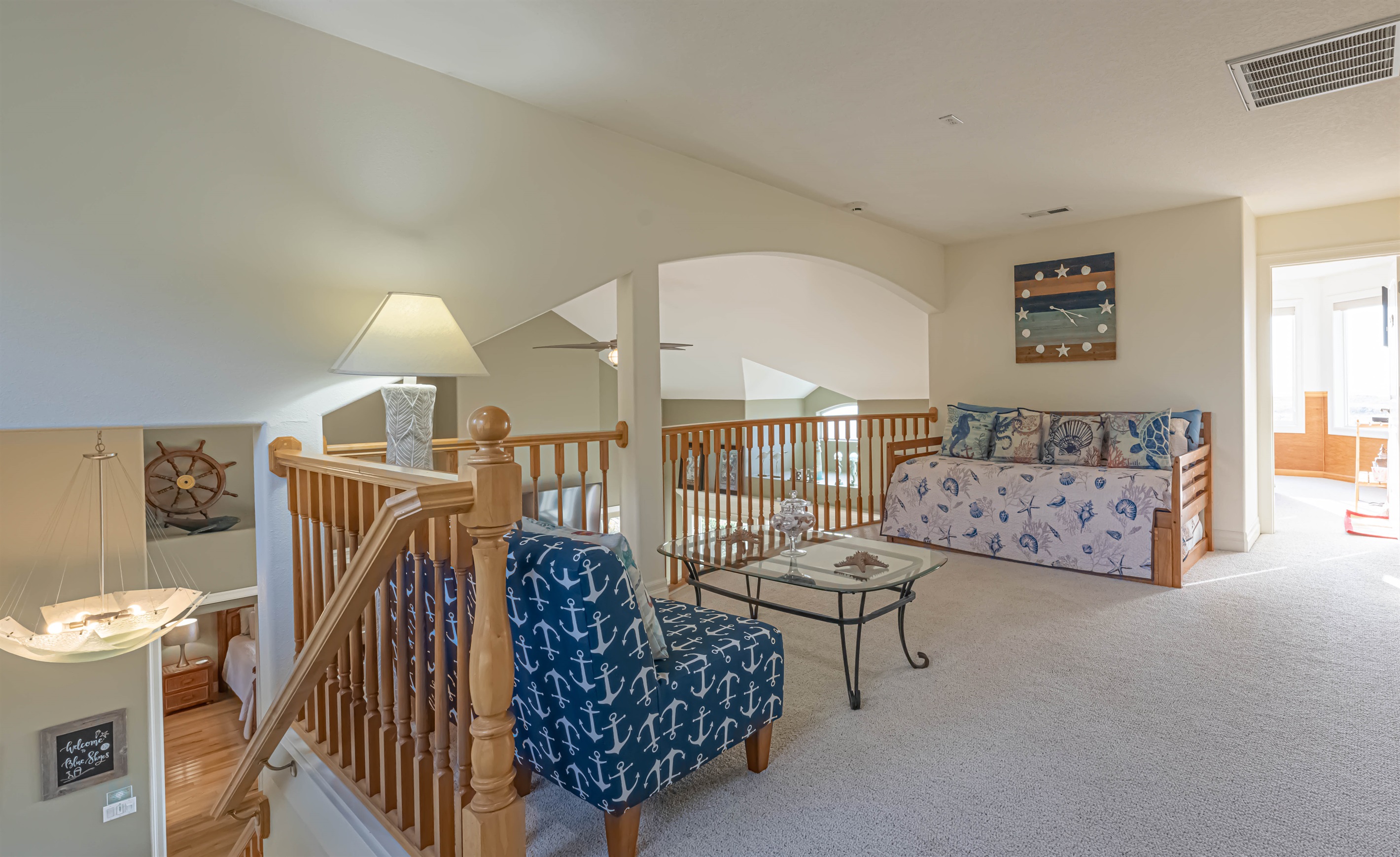 3rd floor (top floor) loft is a comfortable spot to cozy up and take a break.