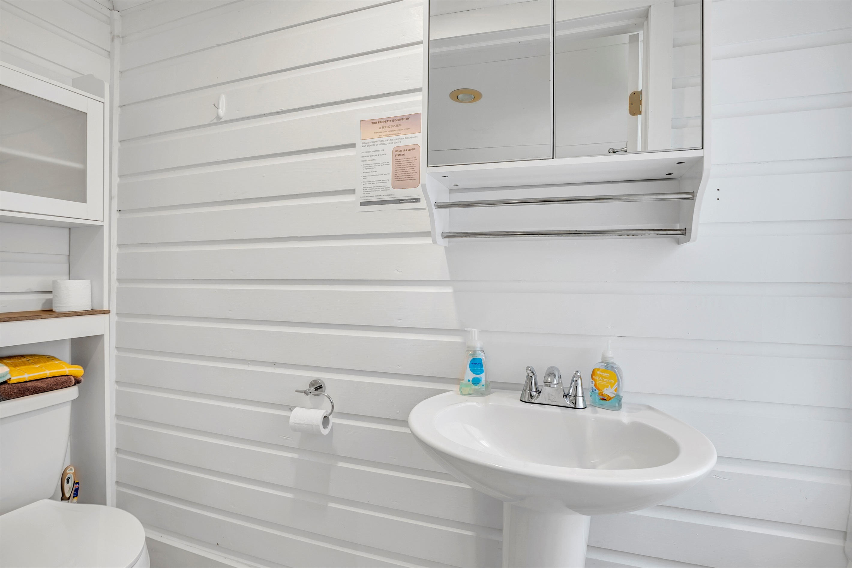 1/2 bath ensuite to Queen #2 will have shower in summer 26