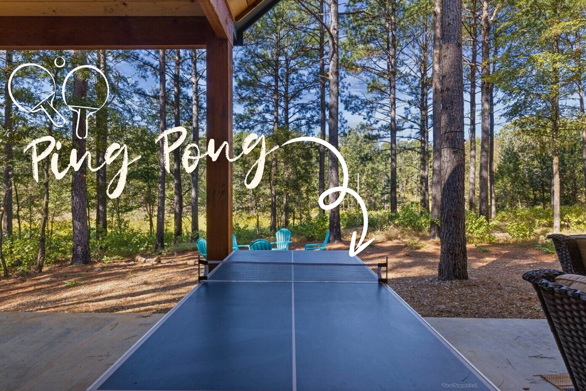 Serve, spin, and score right in the heart of the woods on our outdoor ping pong table