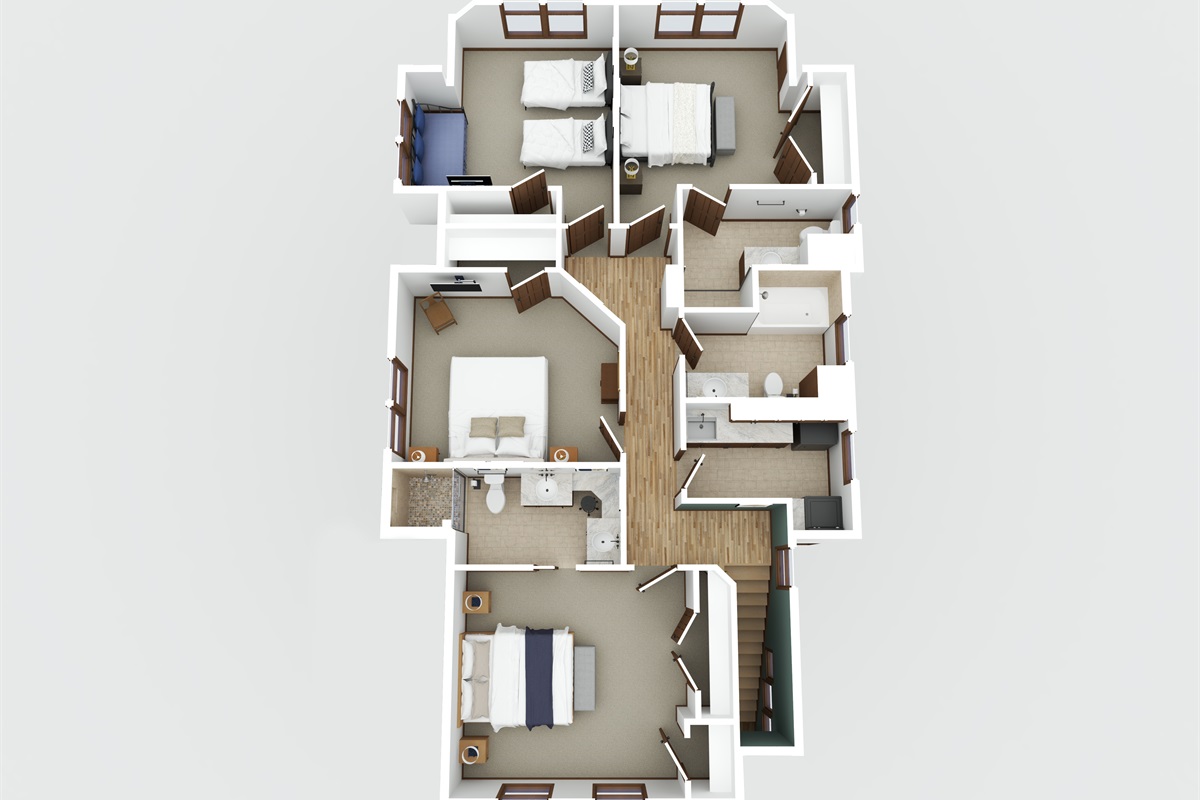 Upper level floor plan.