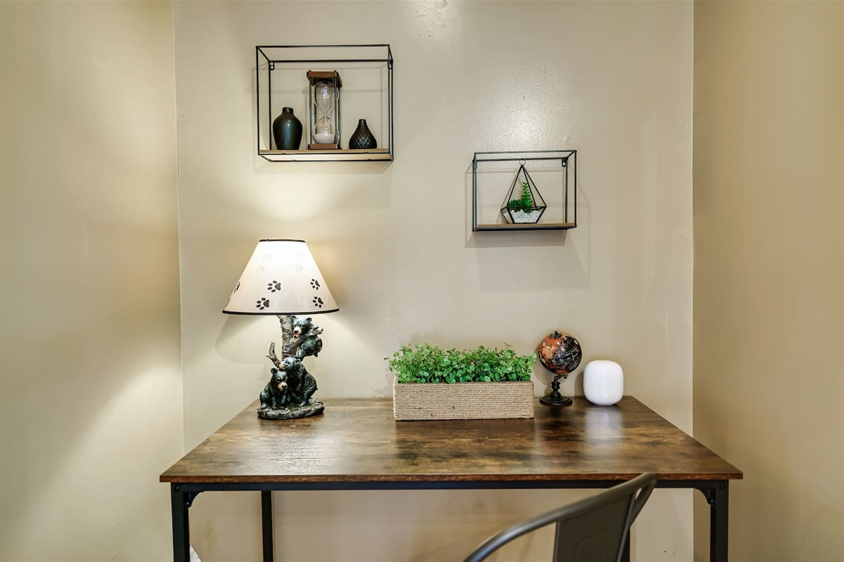 Dedicated work space in the main level living room.