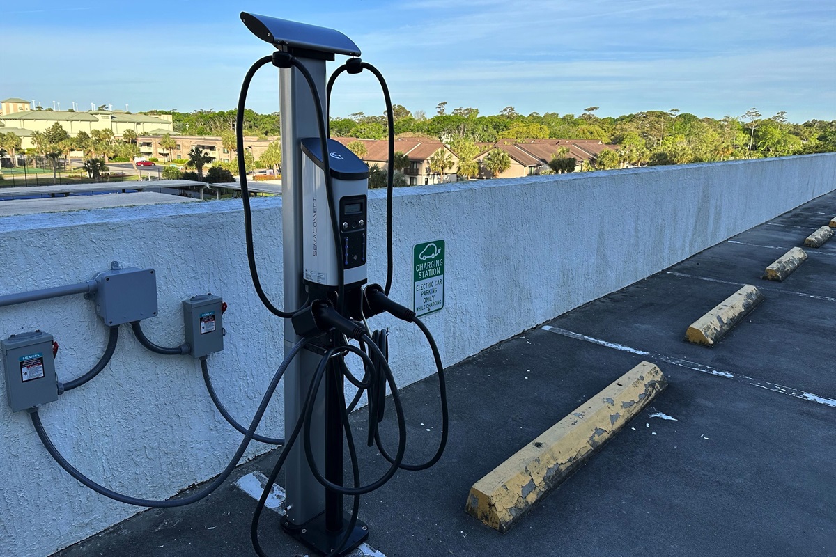 EV Charging on the upper level of our South Tower Parking Deck. 