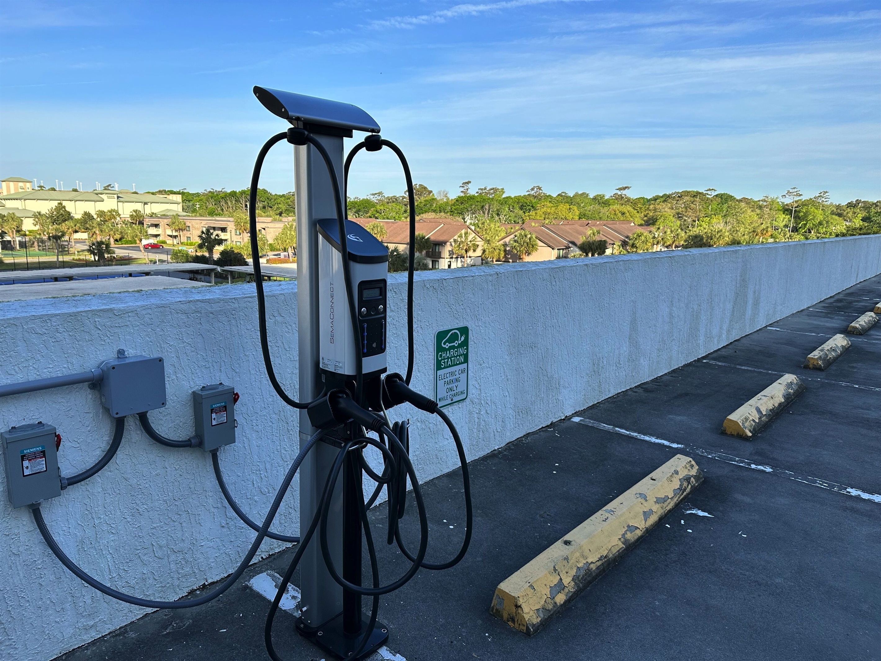 EV Charging on the upper level of our South Tower Parking Deck. 