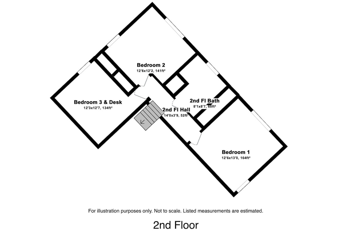 Floor Plan: Second floor of log cabin