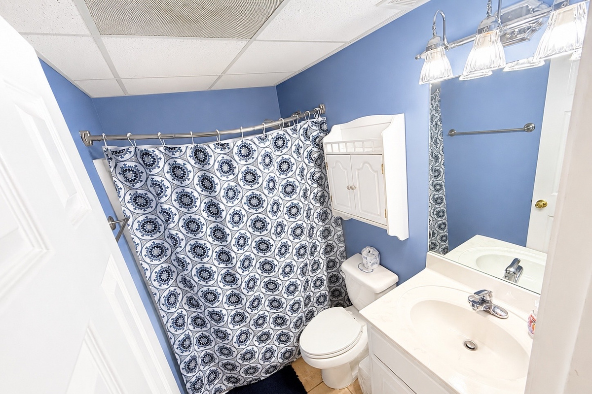 Fresh vanity with soft blue accents