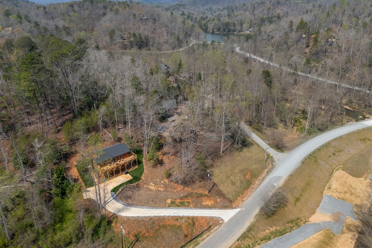 Upper drone view of the cabin