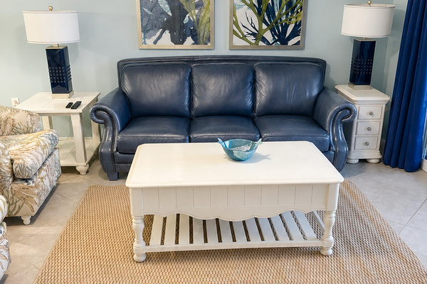 Living room features queen size sleeper sofa