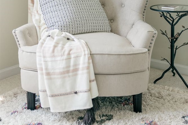 Cozy seating area in the primary suite. 