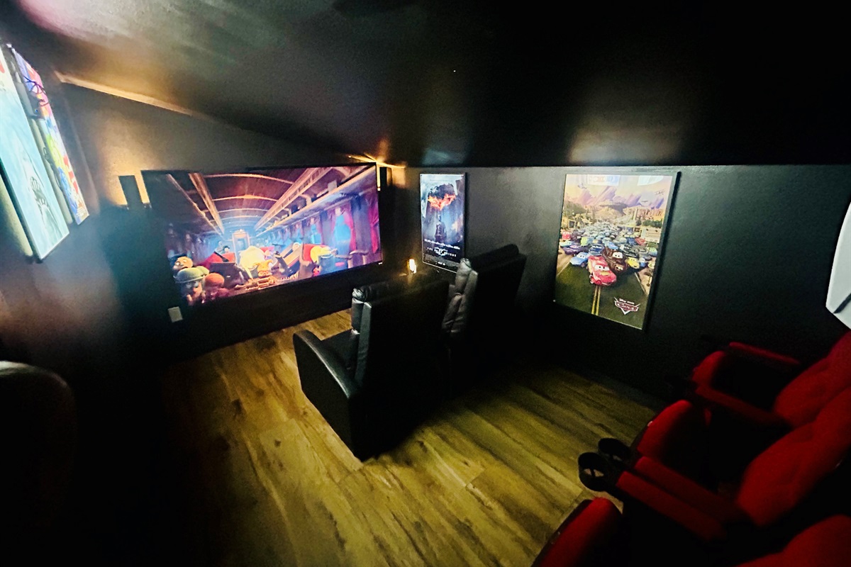 Step into your very own private cinema experience at our cabin!