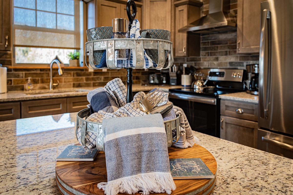 We provide dishwasher soap, hand soap, and paper towels.