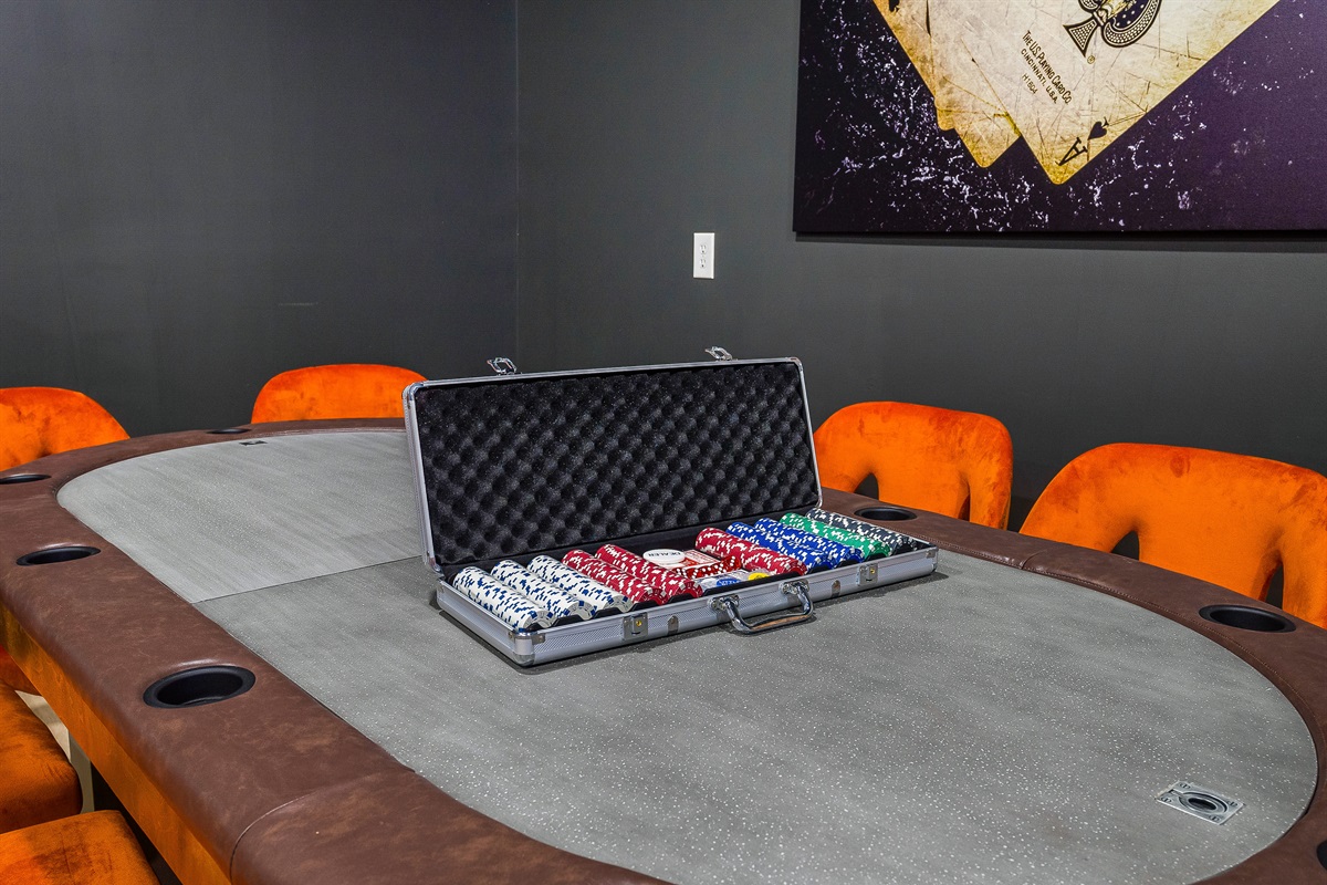 Professional-style poker table and chips — perfect for family game night or late-night card tournaments