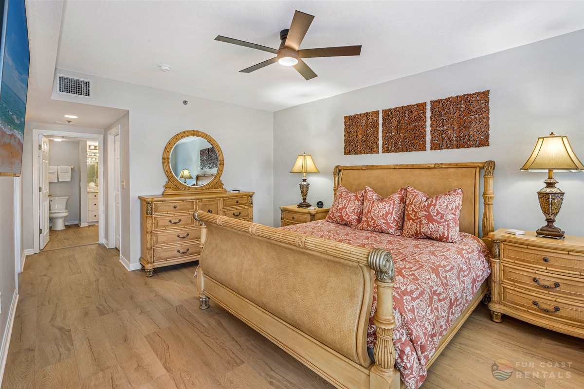 Master Bedroom with King Bed, Smart TV, and Ensuite Bathroom