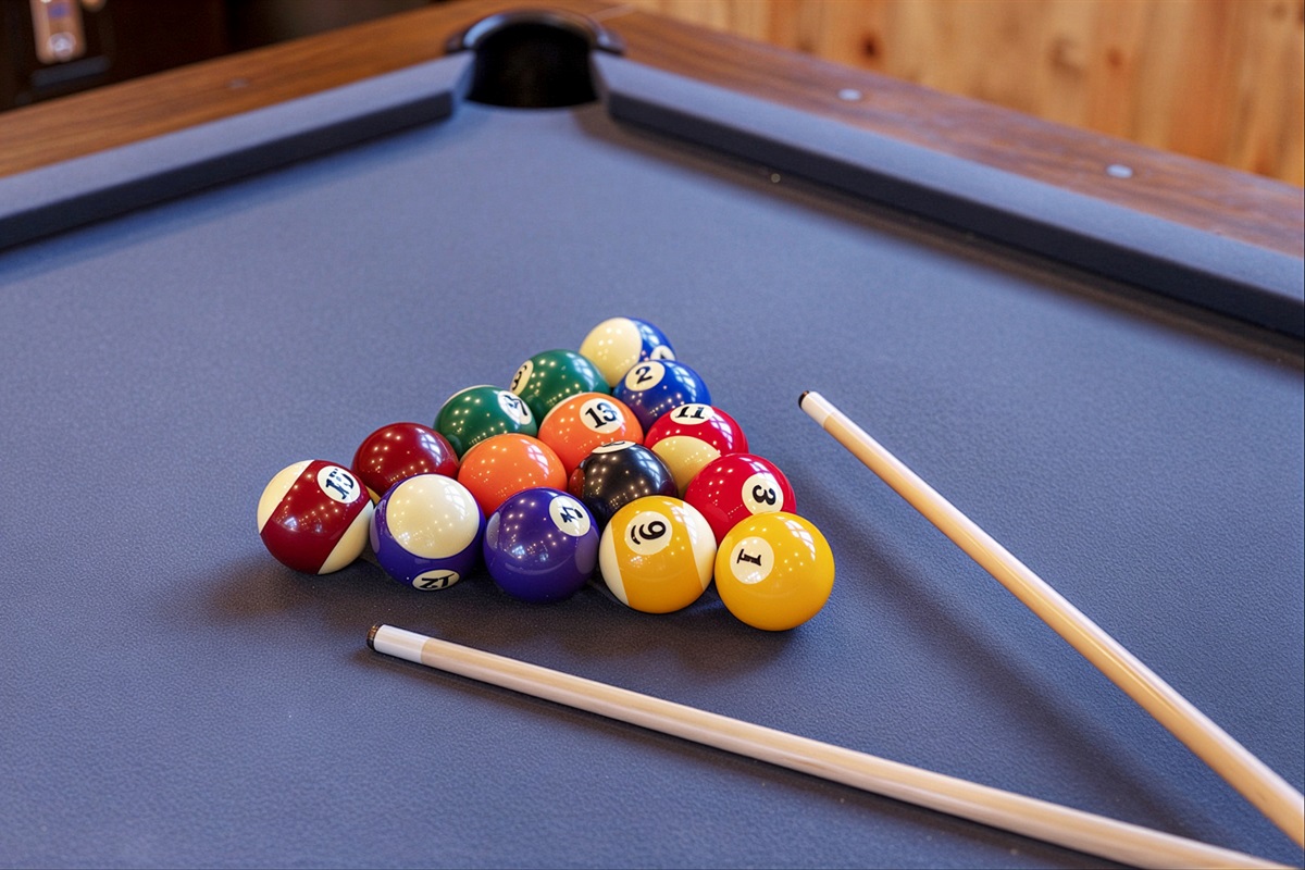 Pool table in the upstairs loft for friendly competition and fun.
