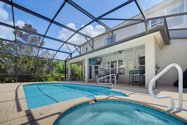 Accessible railings into pool & spa