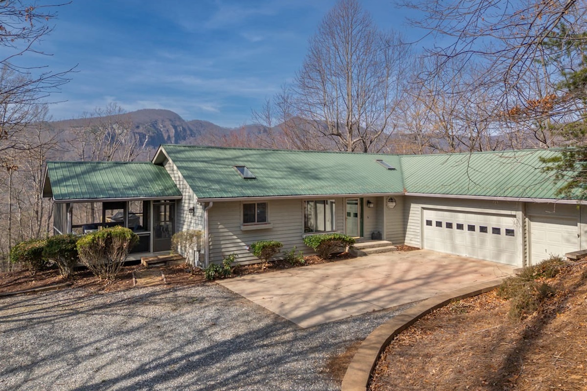 Front view of the home when entering the driveway