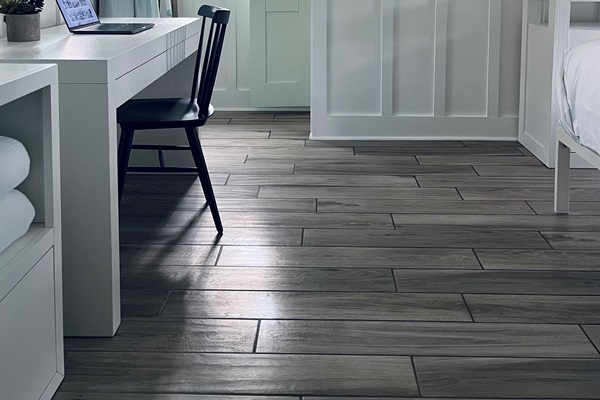 PRIMARY BEDROOM - desk area & mini door to guest bedroom (pro photos coming soon)