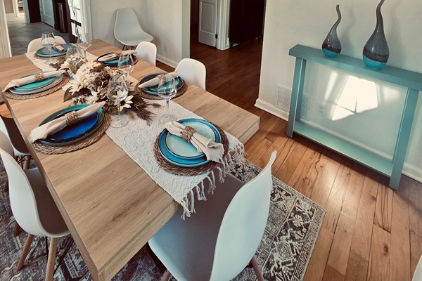 Style from the ground up—beautiful floors and a table made for gathering.