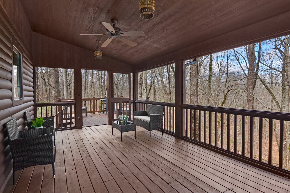 back porch- overlooking the long distance mtn range